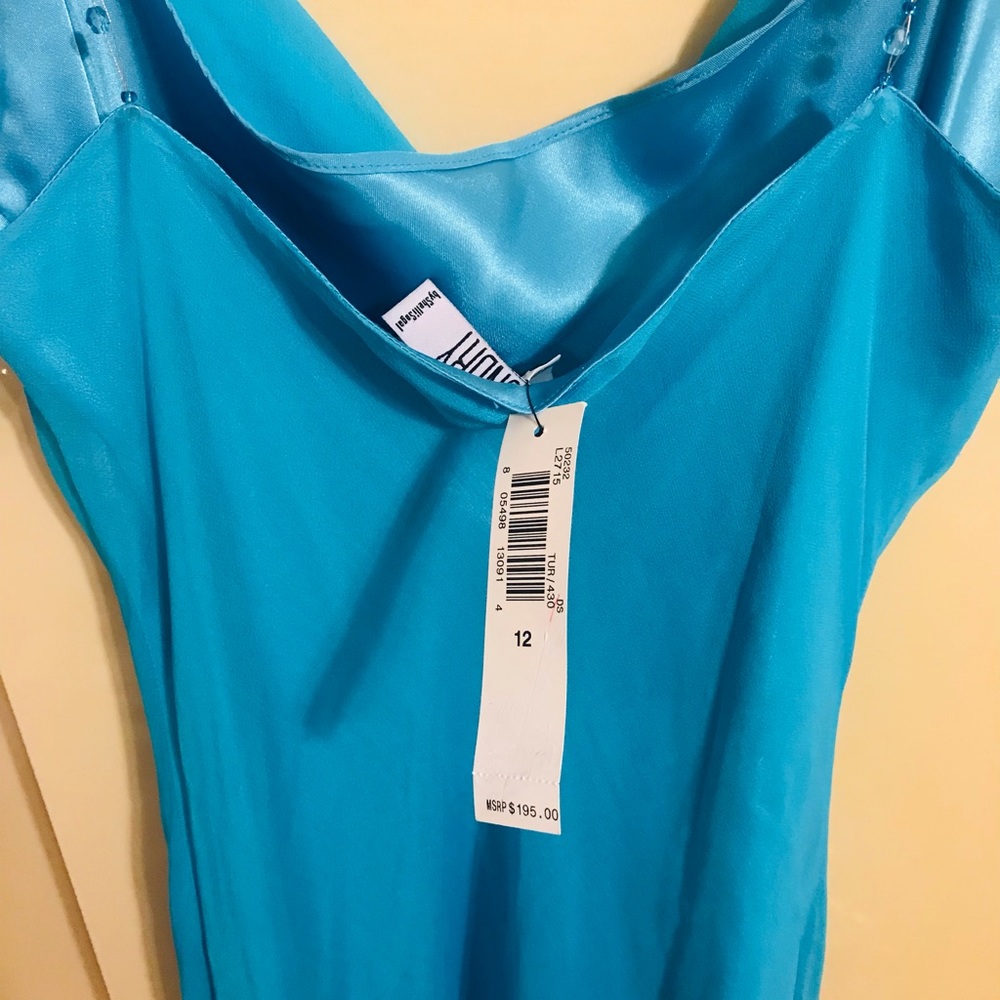 Turquoise Chiffon dress by Laundry Shelli Segal.